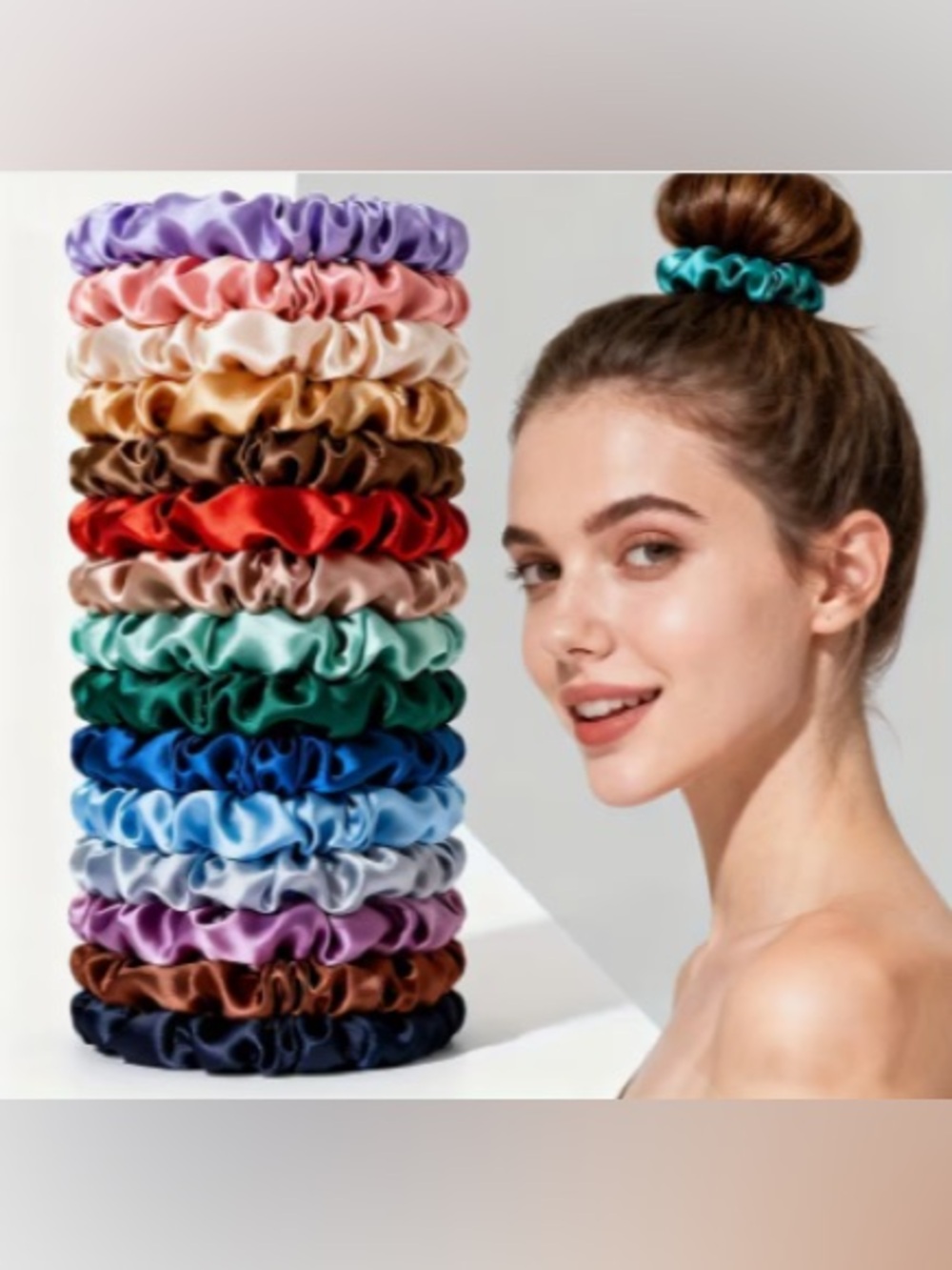 Assorted Satin Hair Scrunchies (Set of 5) NEW